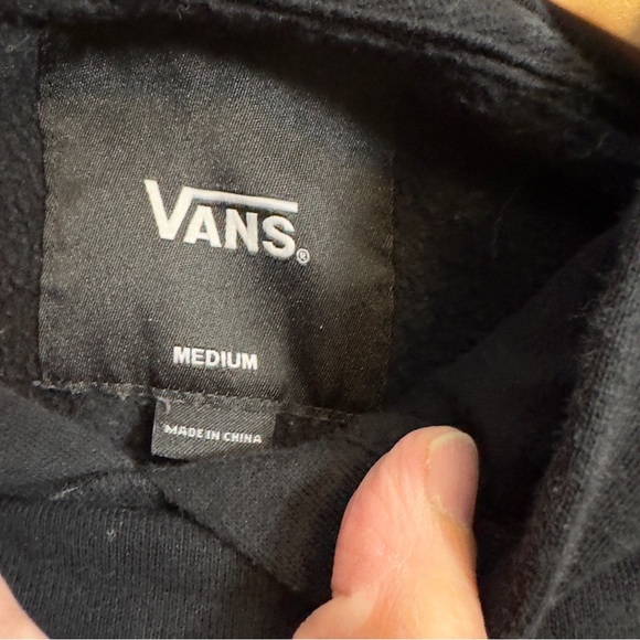 Vans Black Hoodie with Red Logo and Checkered Sleeves pullover kid size Medium - Picture 4 of 5